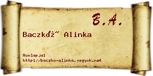 Baczkó Alinka névjegykártya